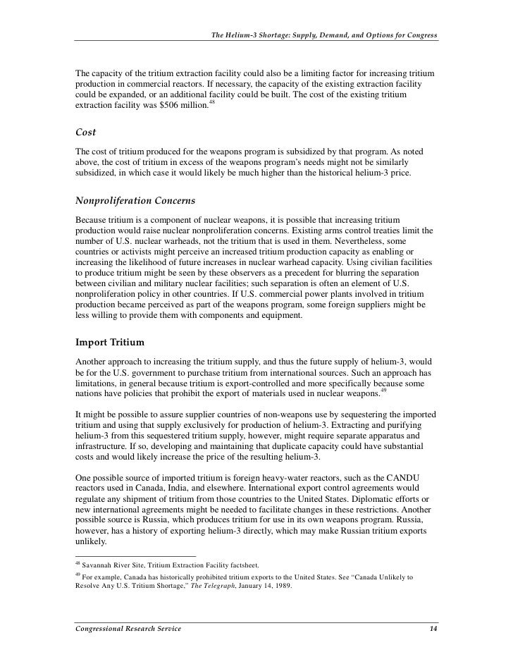 The Helium-3 Shortage: Supply, Demand, and Options for Congress